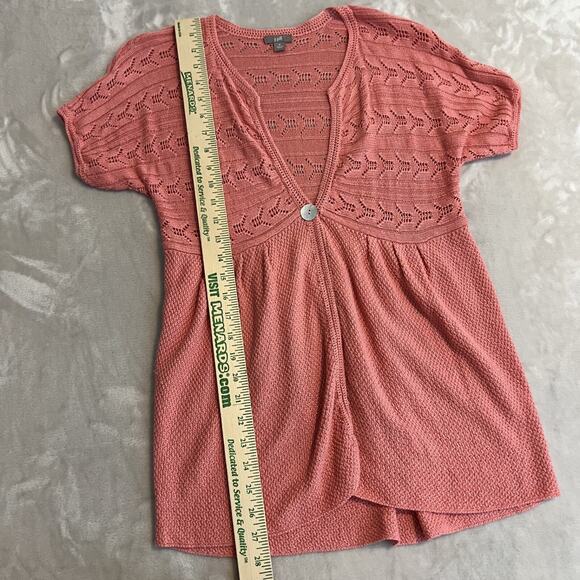 J Jill Cardigan Womens Medium Pink Babydoll Open Crochet Linen Blend Cottagecore - Picture 7 of 11